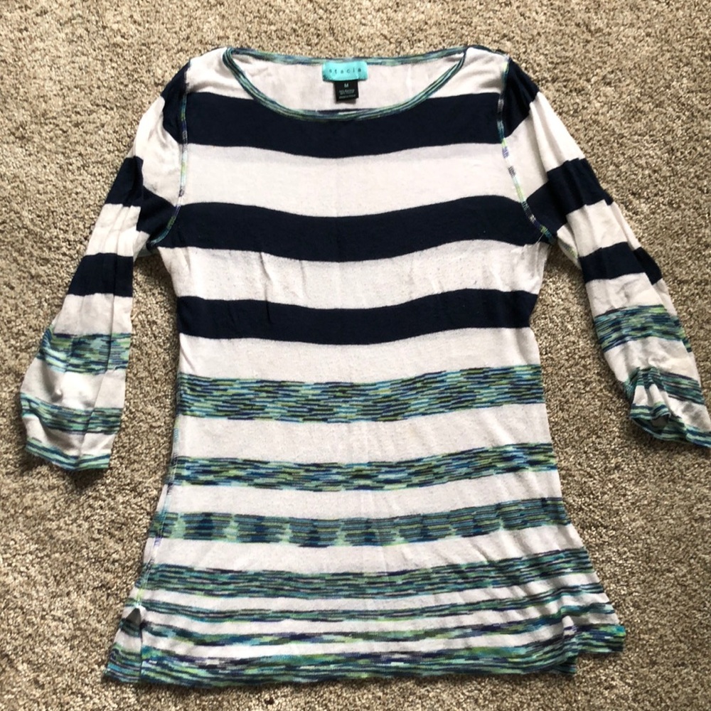 Blue striped half sleeve shirt